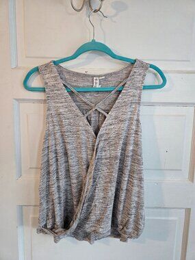 After Market Gray Space Dye Surplice Crisscross Tank - L